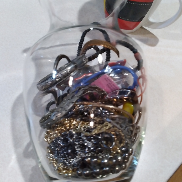 Vintage Jewelry - Mystery jewlery jar Religious,stone,vintage, today